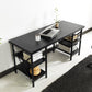 Wooden Top Extra Wide 60" Metal Frame Desk with 4 Shelves, Black