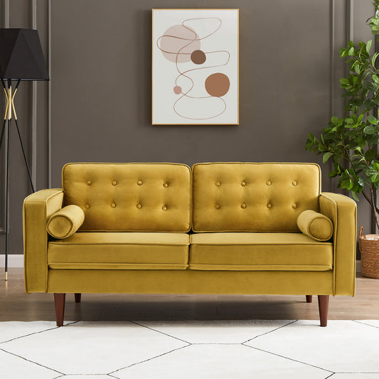 Kendall Velvet Loveseat | Yellow