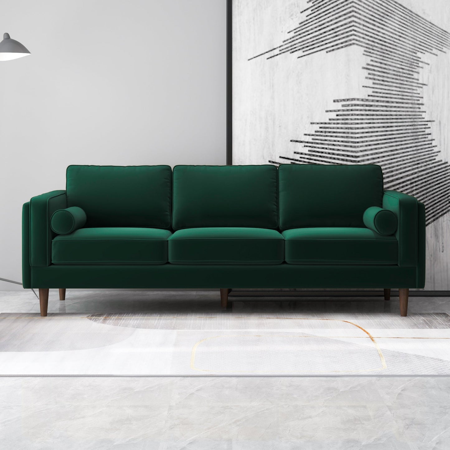 Fairfield 86" Velvet Sofa | Dark Green