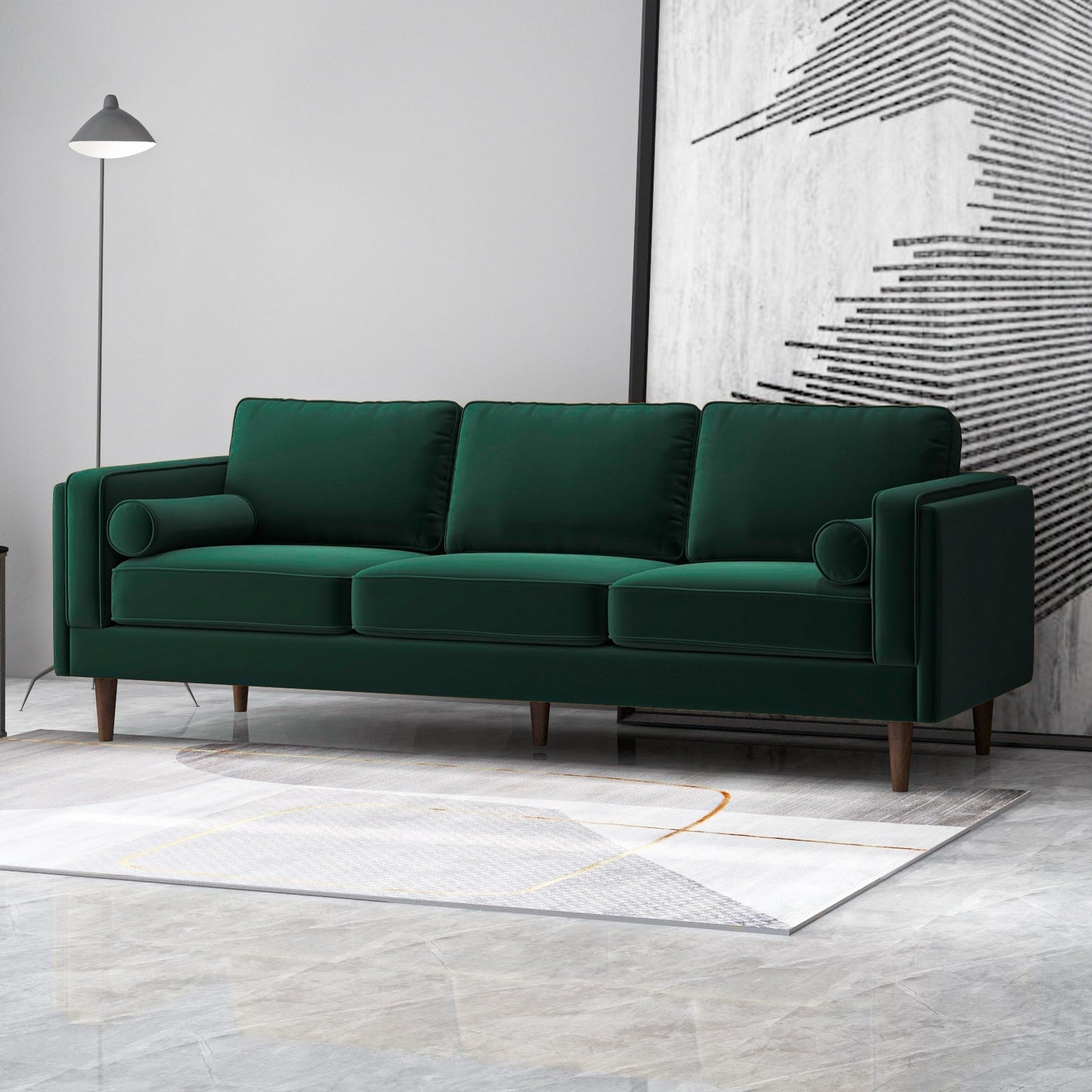 86" Velvet Sofa - Dark Green