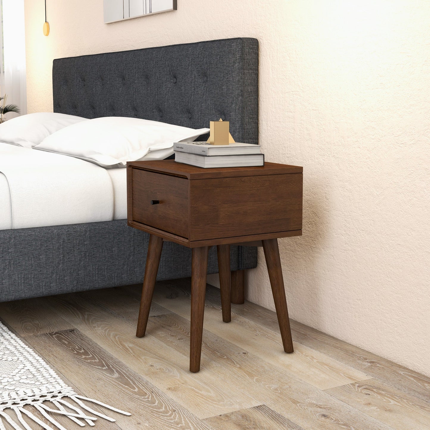 Norman Solid Wood Nightstand | Walnut