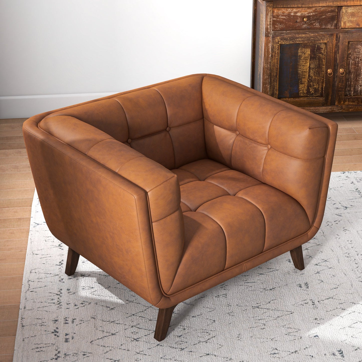 Leather Lounge Chair - Cognac