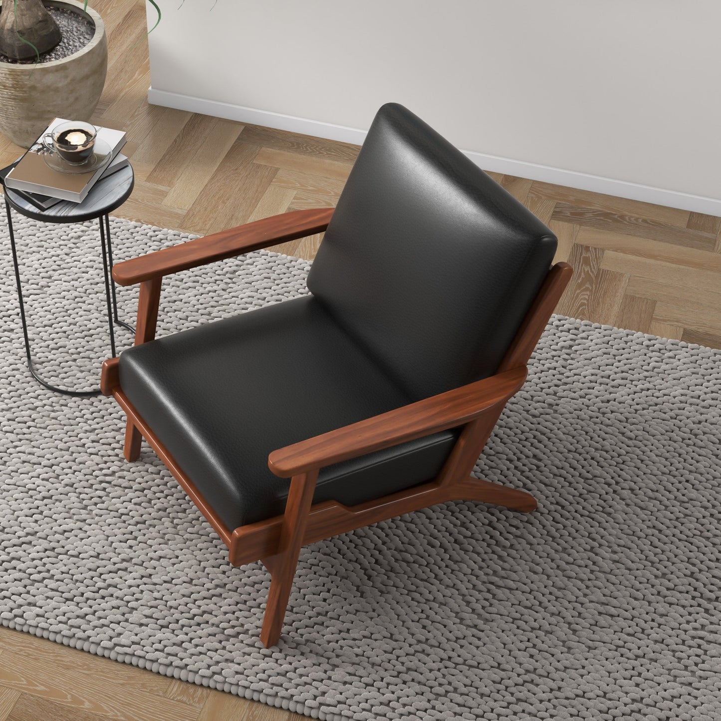 Lounge Chair - Black Leather