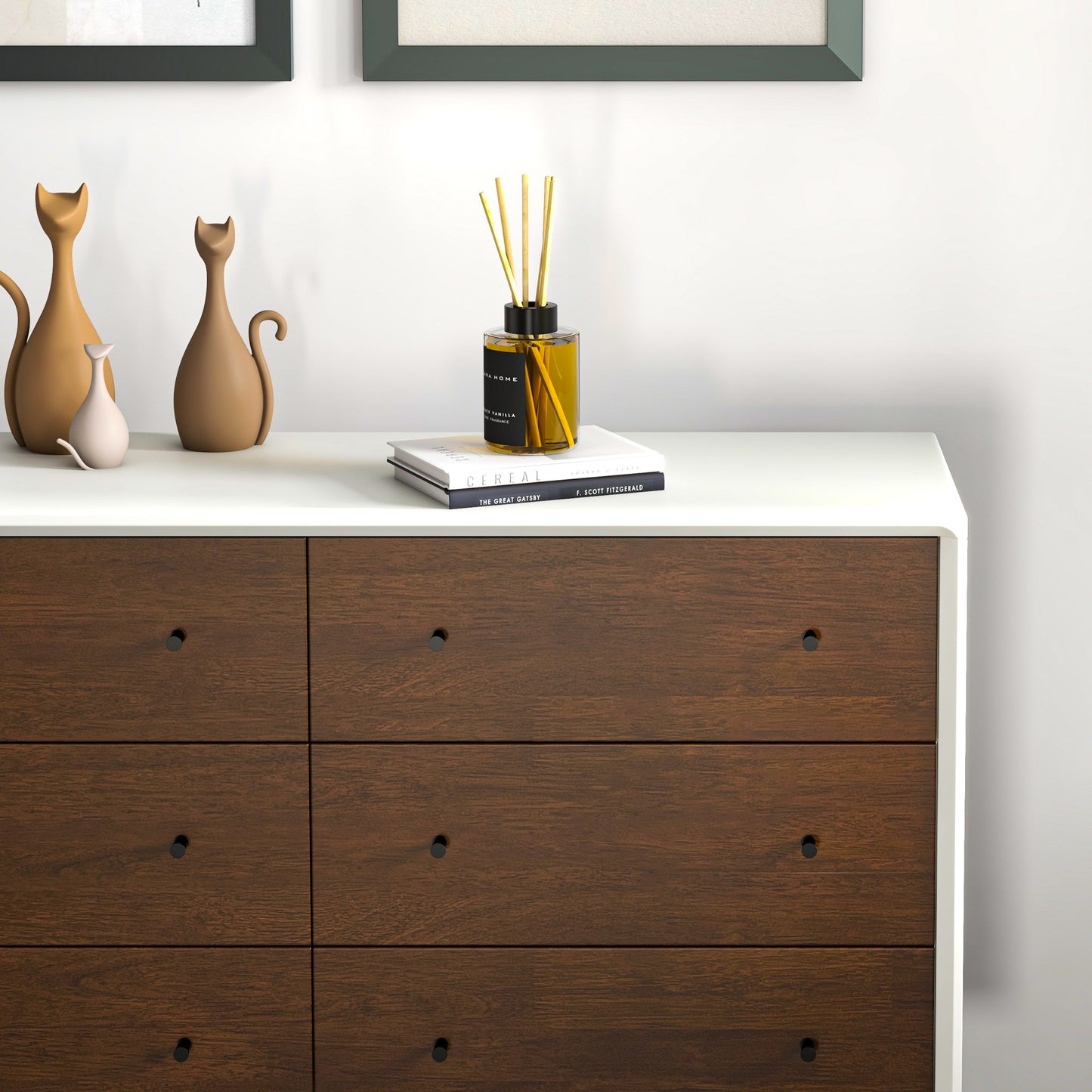 Norman 6 Drawer Dresser | Walnut/White