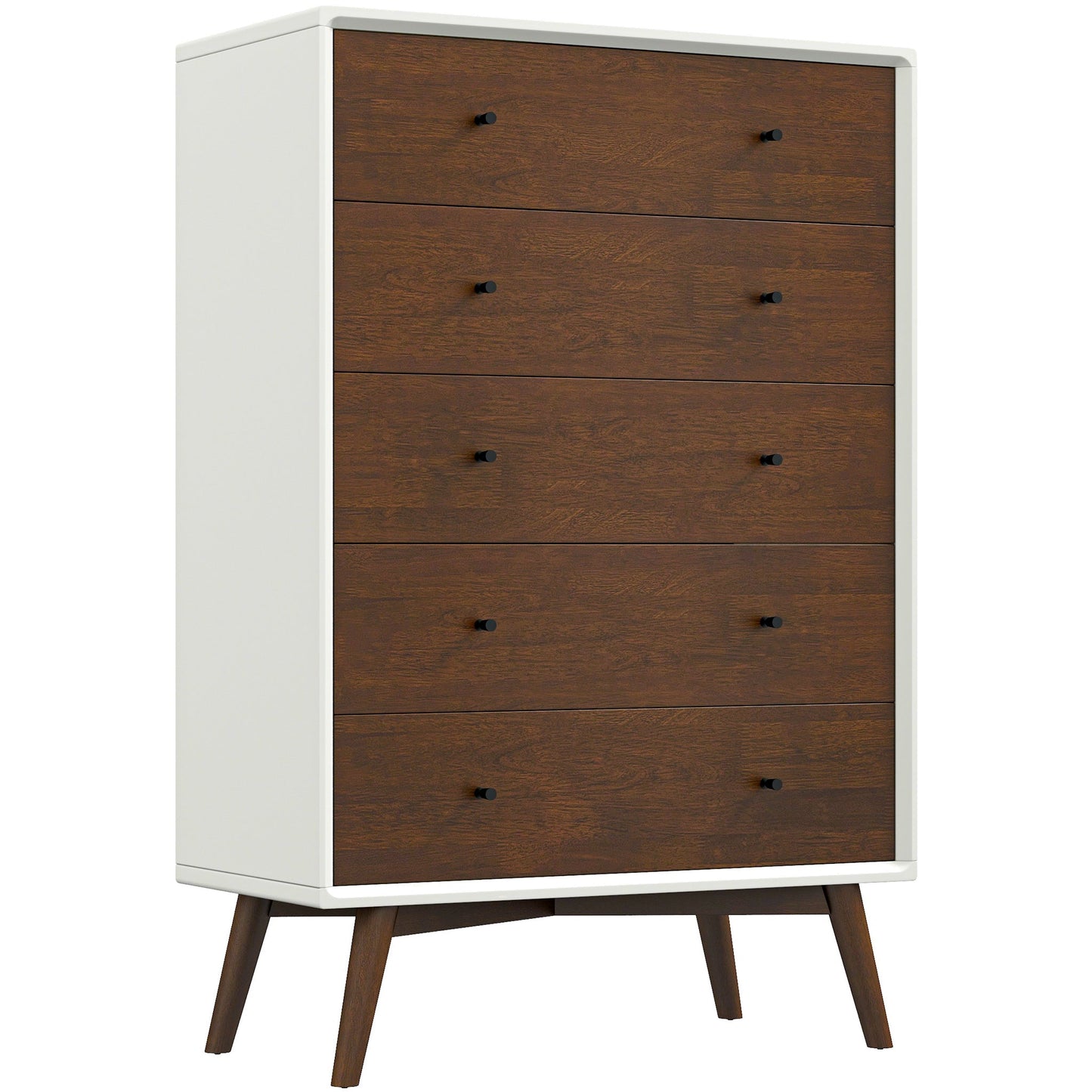 5 Drawer Dresser - Walnut/White