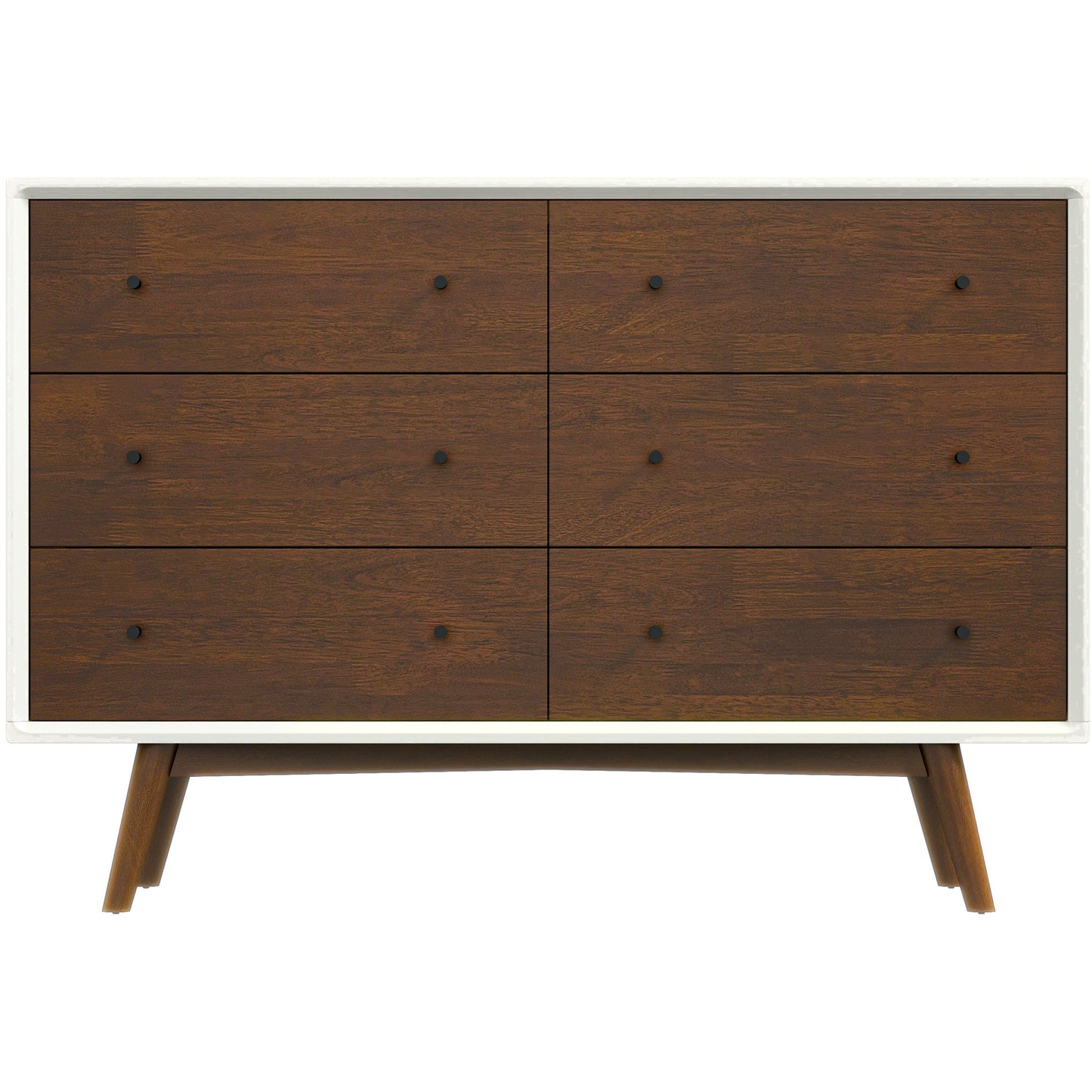 Norman 6 Drawer Dresser | Walnut/White