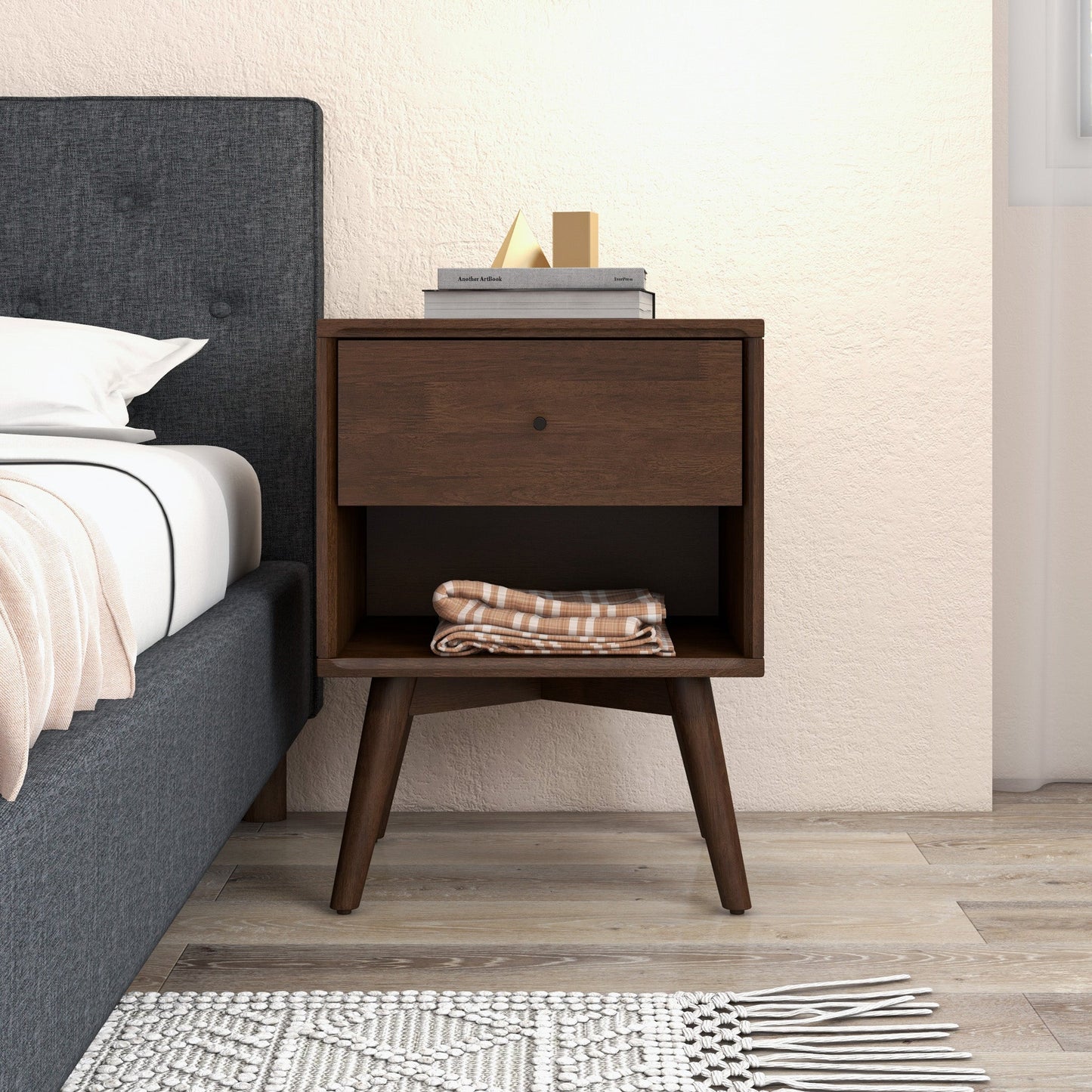 Norman Single Drawer Night Stand | Walnut