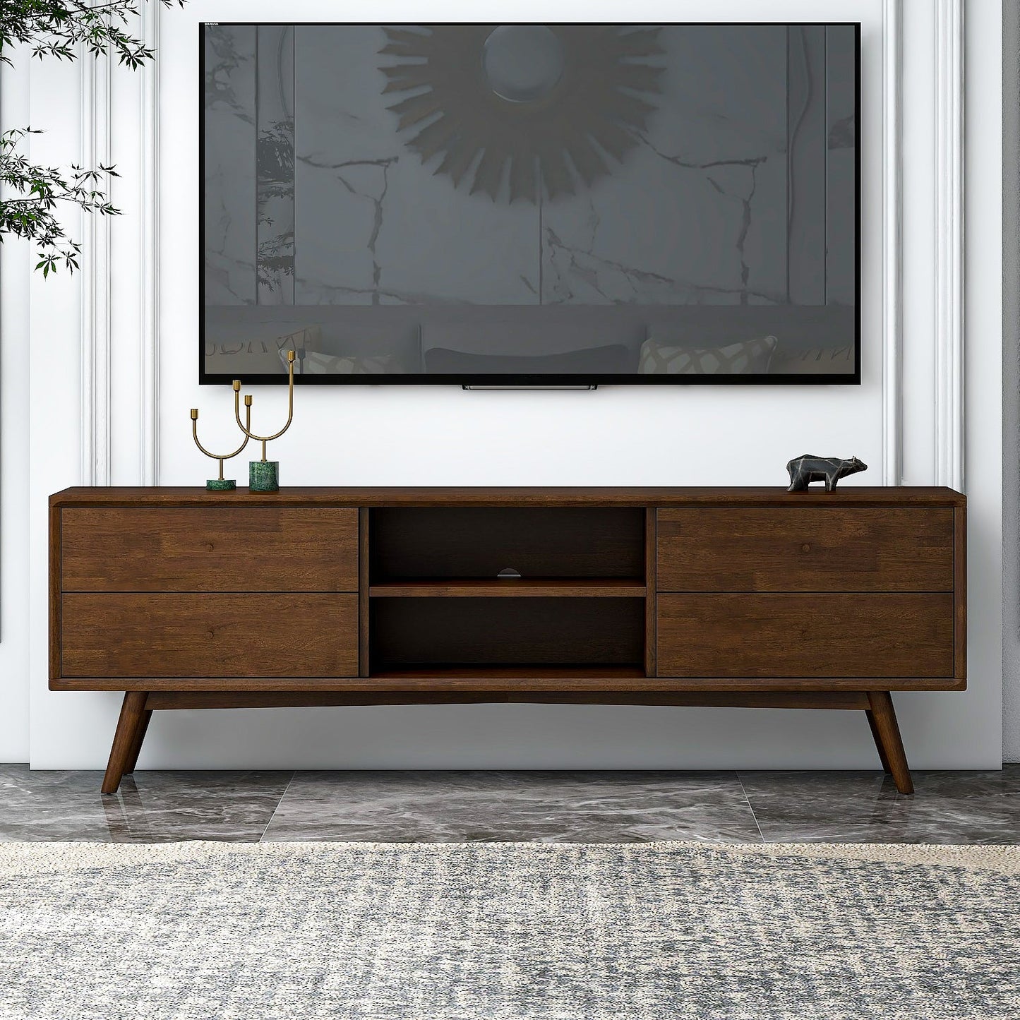 71" Modern TV Stand - Walnut