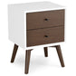 Norman Wooden Nightstand | White/Walnut