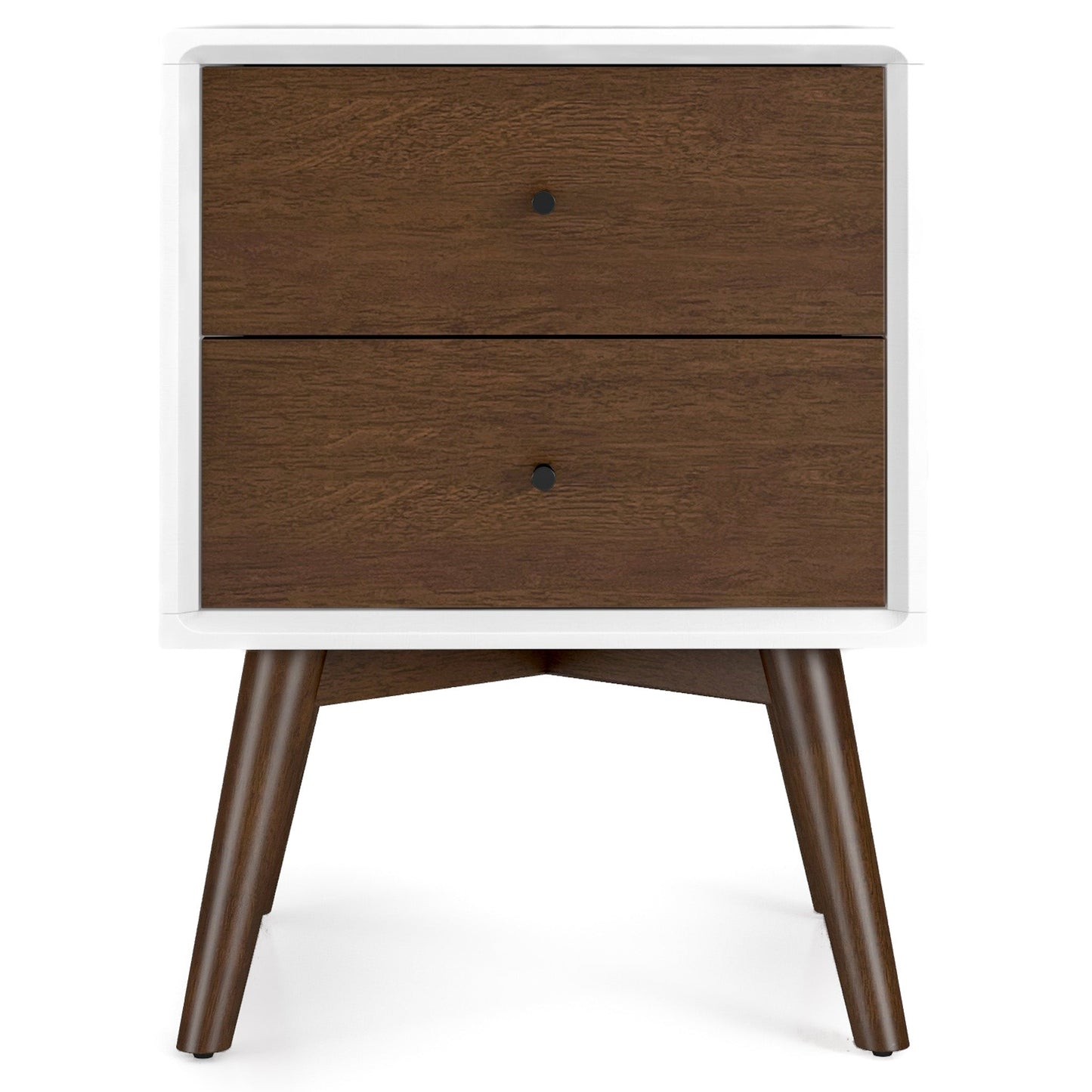 Norman Wooden Nightstand | White/Walnut