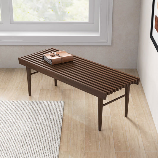 Modern Wooden Bench - Walnut