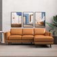 Leather Right Sectional Sofa - Tan