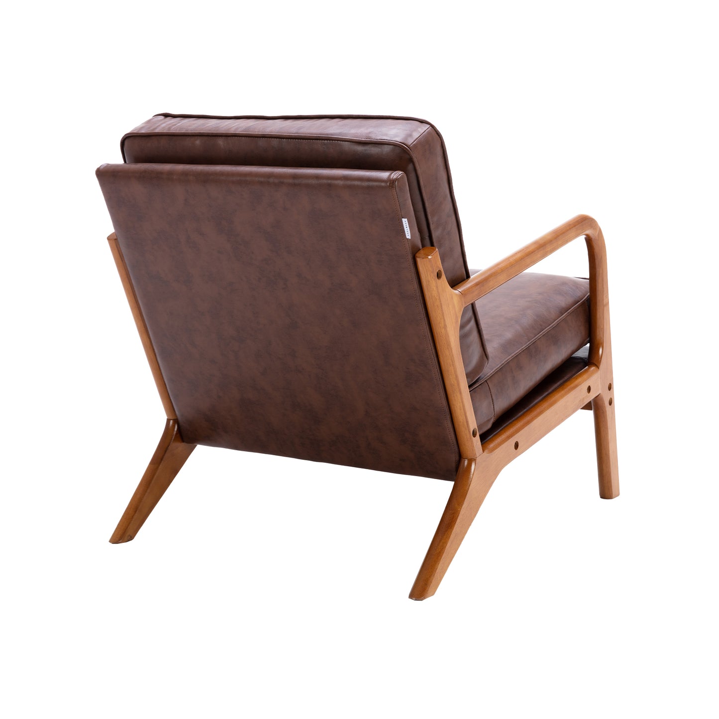 Wood Frame Accent Armchair With Pu Cushion, Brown