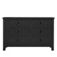 Contemporary Wooden 6 Drawer Wide Cabinet, Antique Black