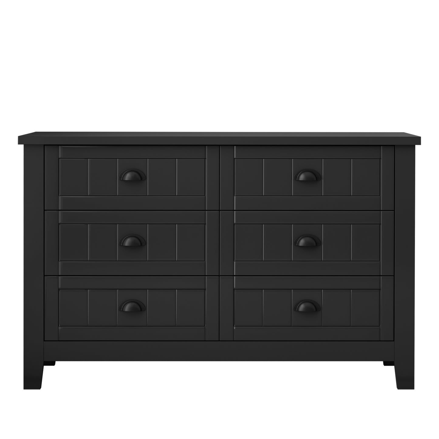 Contemporary Wooden 6 Drawer Wide Cabinet, Antique Black