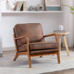 Wood Frame Accent Armchair With Pu Cushion, Coffee