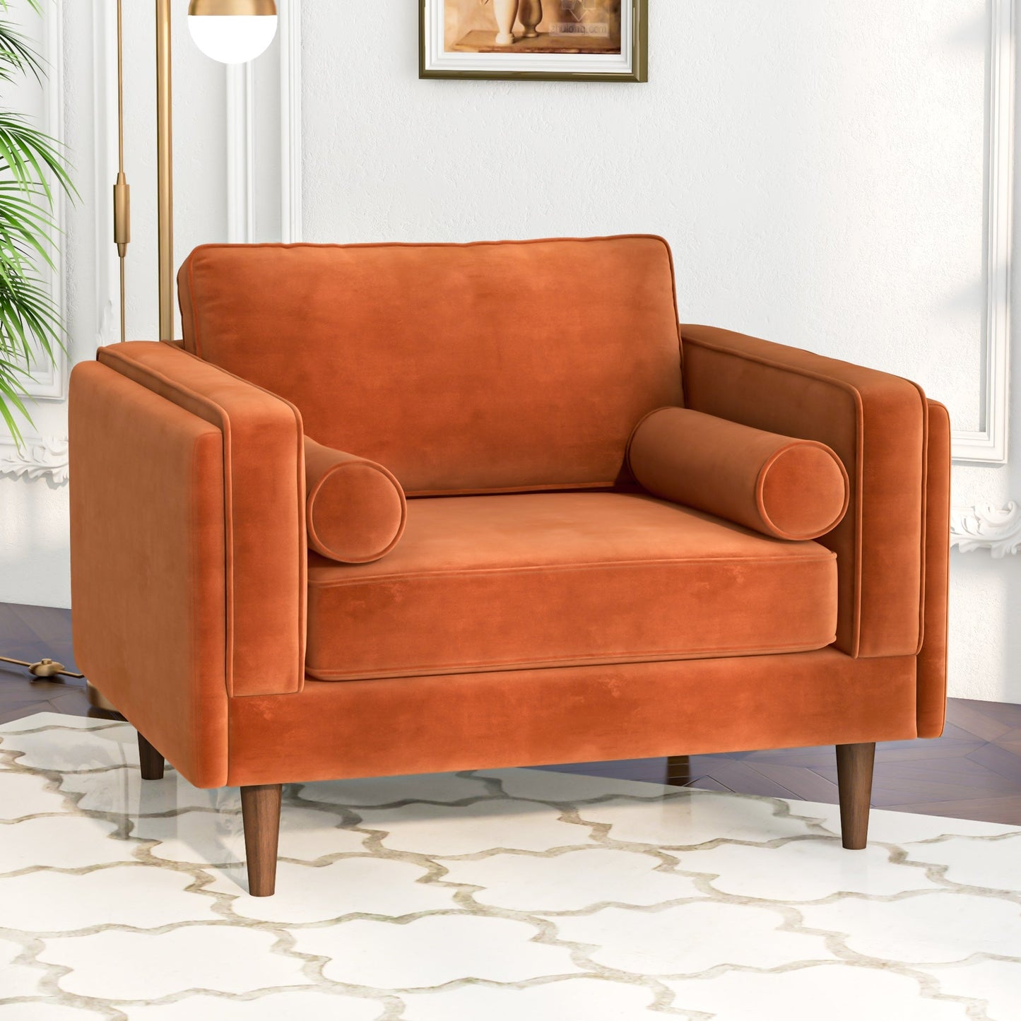 Fairfield Velvet Lounge Chair | Burnt Orange