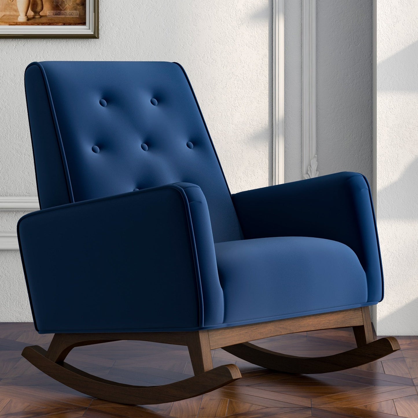 Devon Velvet Rocking Chair |  Dark Blue