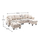 Linen Upholstered Sectional Sofa and Ottoman, Beige