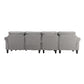 Linen Upholstered Sectional Sofa and Ottoman, Light Grey