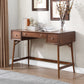 Counter Height Writing Desk with Nickel Knob Hardware, Brown