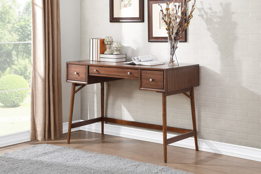 Counter Height Writing Desk with Nickel Knob Hardware, Brown