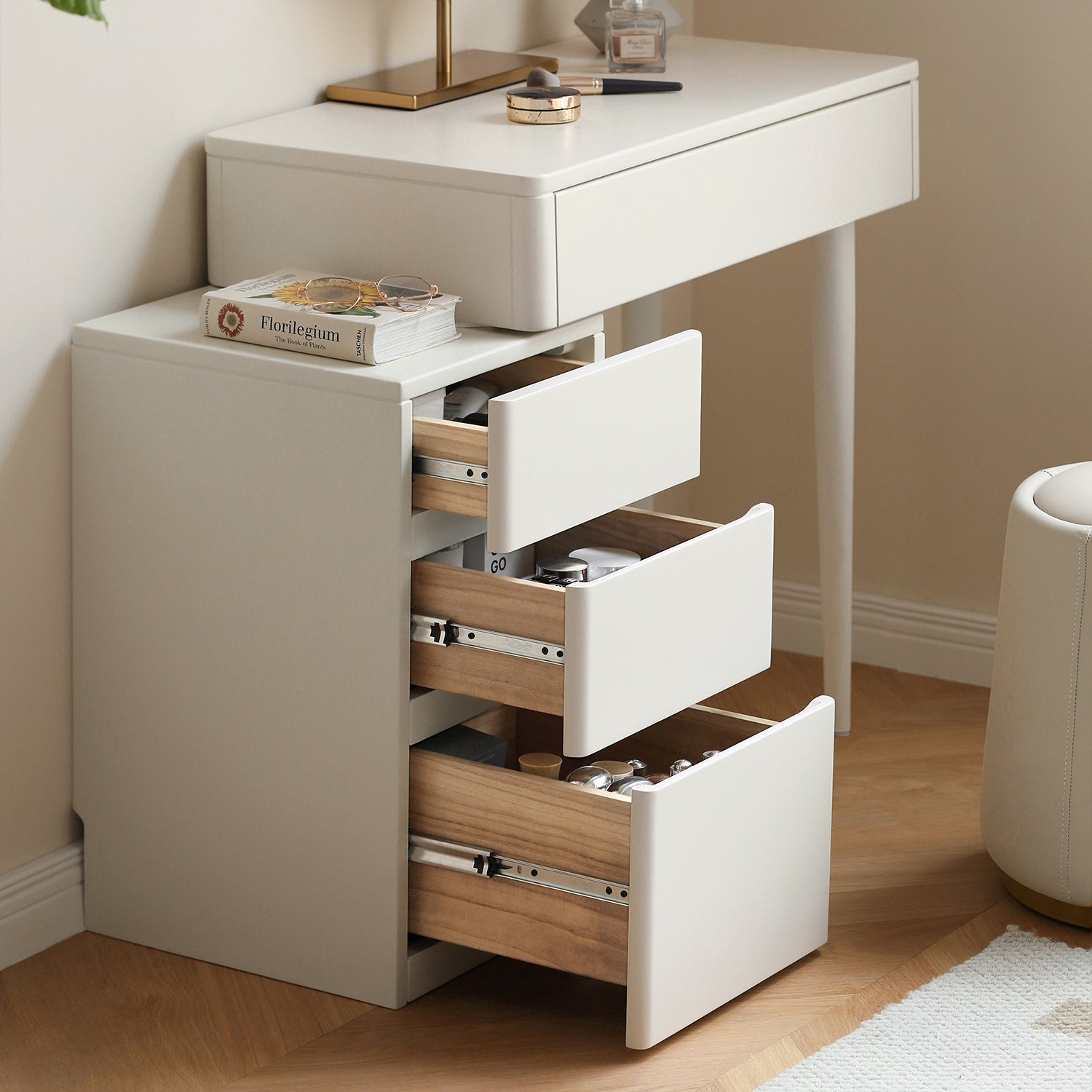 Natural Wood Dresser Table - White