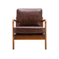 Wood Frame Accent Armchair With Pu Cushion, Brown