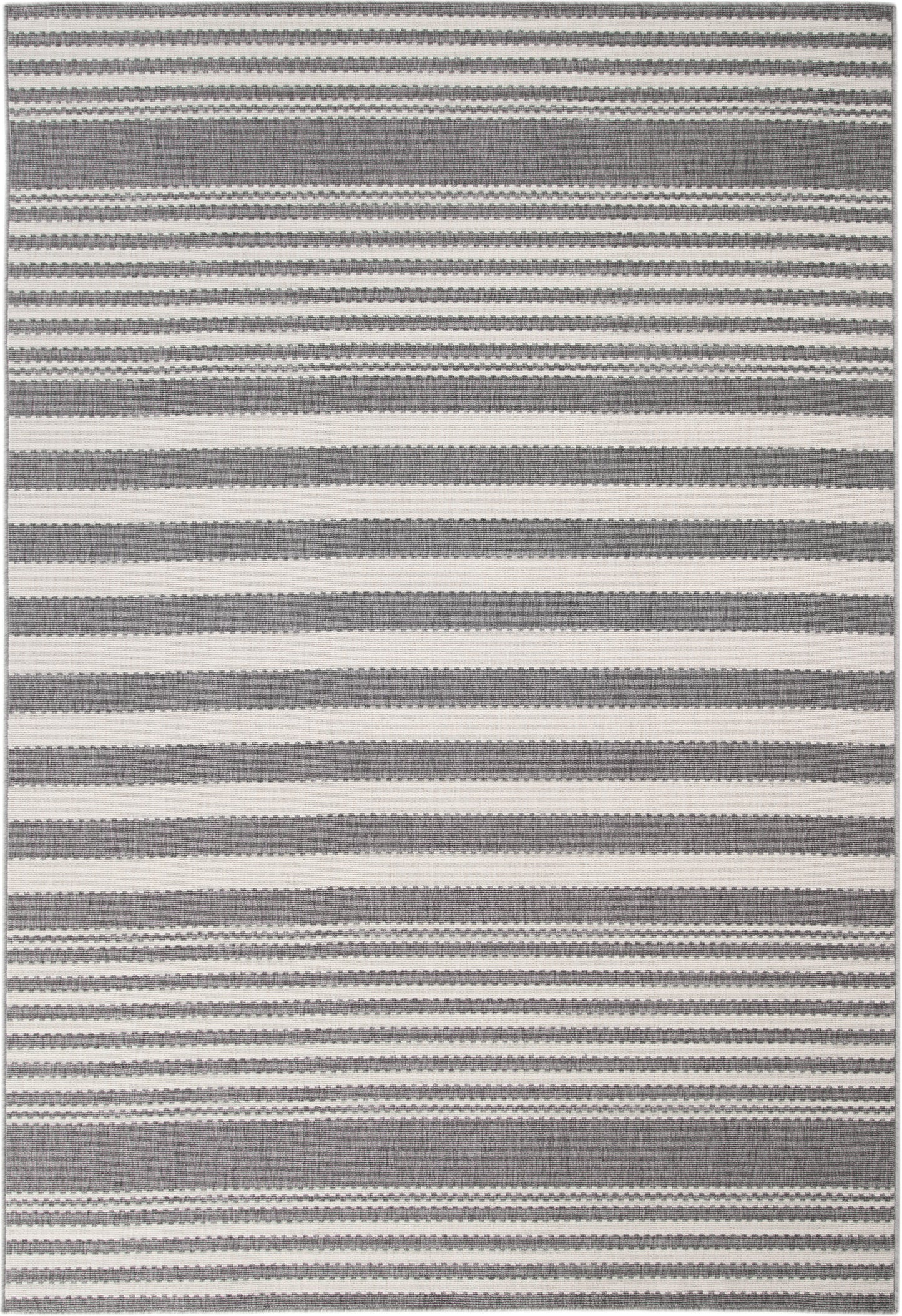 Hampton White and Gray Polypropylene Indoor/ Outdoor Area Rug