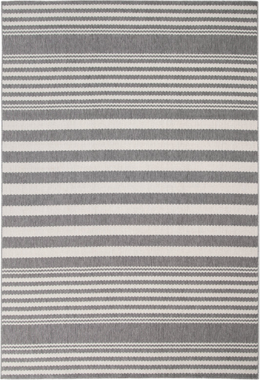 Hampton White and Gray Polypropylene Indoor/ Outdoor Area Rug