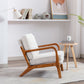 Wood Frame Accent Armchair with Fabric Cushion, Beige