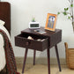 Retro American Nightstand with 1 Drawer, Brown Wood