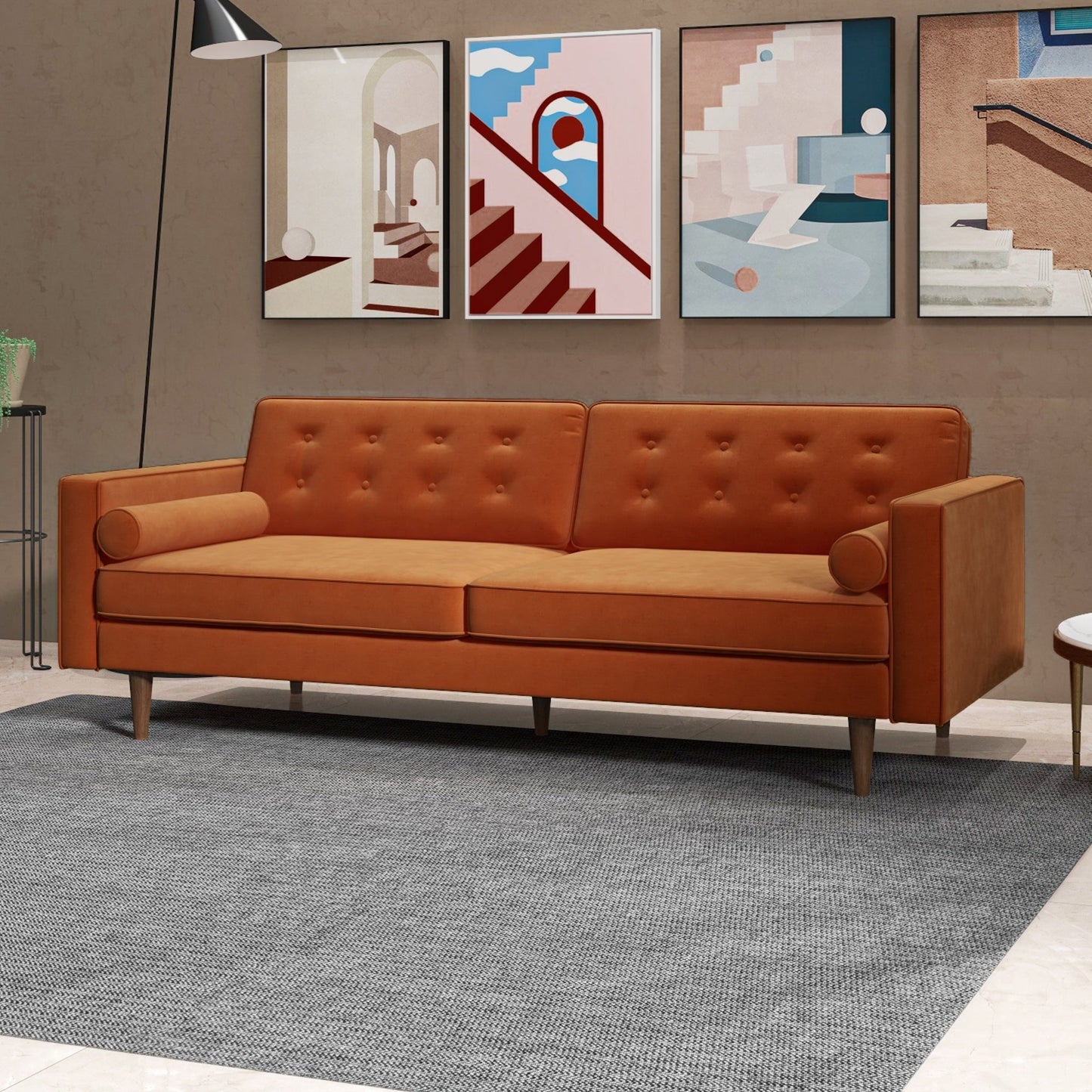 Kendall Velvet Sofa | Burnt Orange