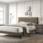 Valdemar Queen Bed, Brown Fabric & Weathered Gray Finish