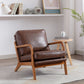 Wood Frame Accent Armchair With Pu Cushion, Brown