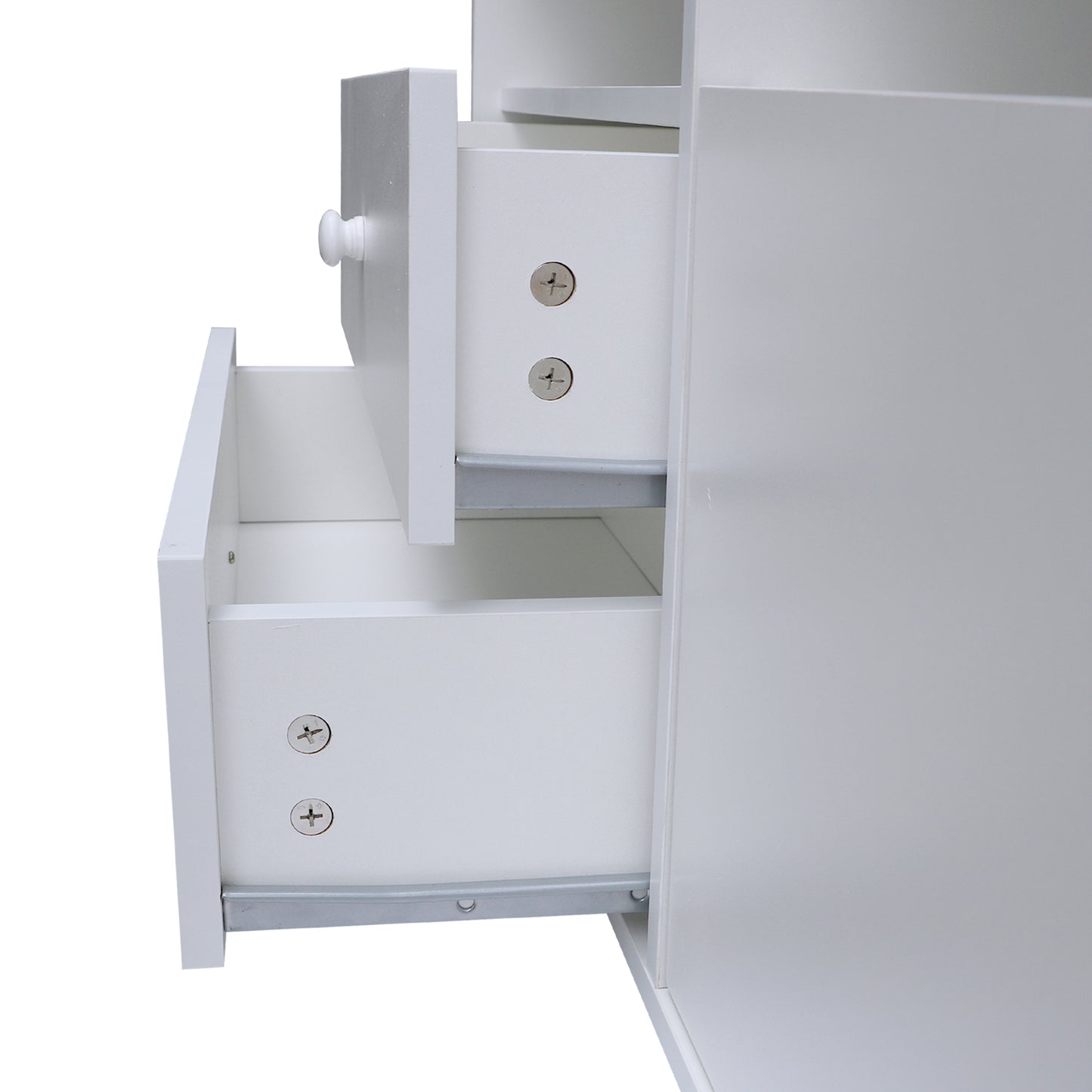 Modern 63" Media Console with 2 Cabinets, 2 Drawers and Open Storage, White