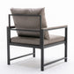 Modern Pu Accent Chair with Black Metal Frame, Grey