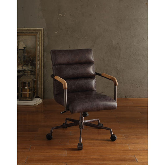 Harith Top Grain Leather Office Chair | Antique Slate