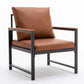 Modern Pu Accent Chair with Black Metal Frame, Orange