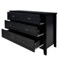 Contemporary Wooden 6 Drawer Wide Cabinet, Antique Black