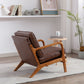 Wood Frame Accent Armchair With Pu Cushion, Brown