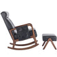 High Back Glider Rocker Chair with Ottoman, Black