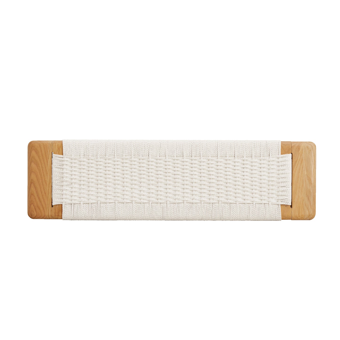 Natural Oak Wood Woven Design Bench, Light Oak / White