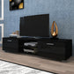 Modern 63" Media Console with 2 Storage Cabinets and Open Shelves, Black