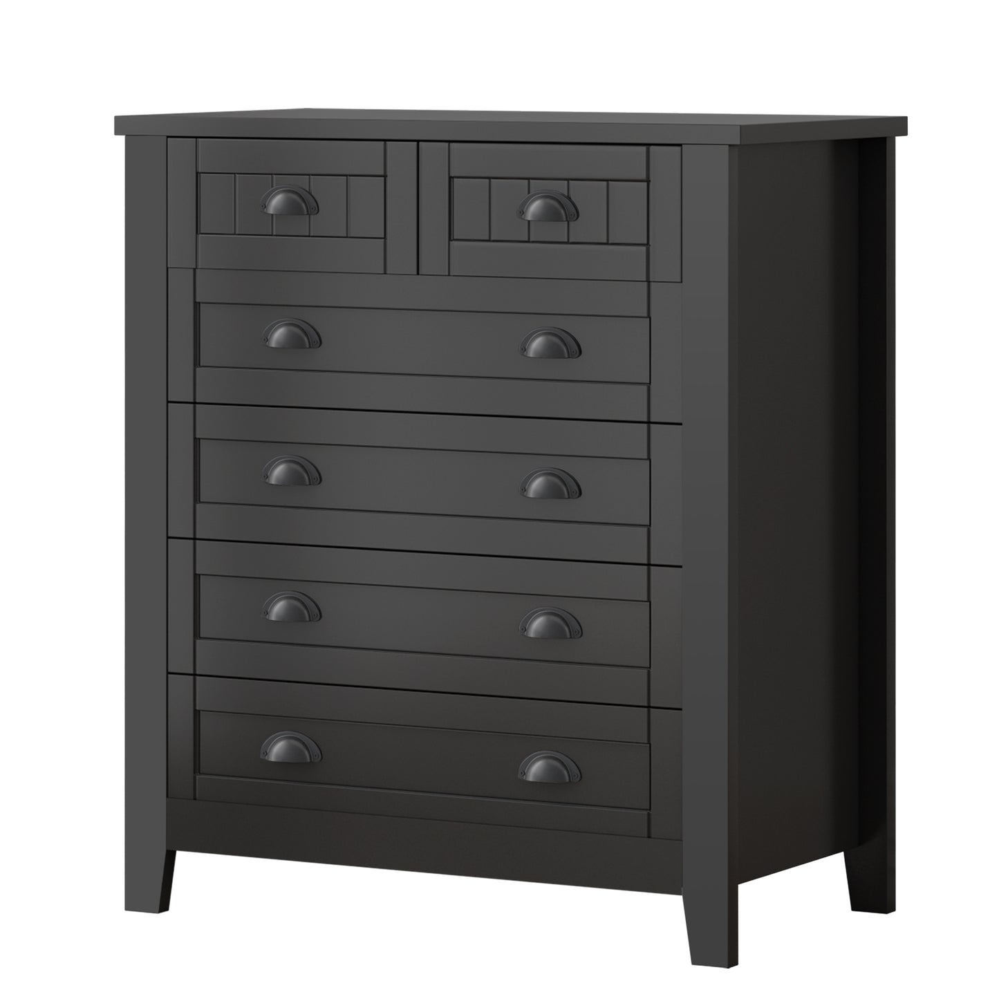 Contemporary Wooden 6 Drawer Tall Cabinet, Antique Black