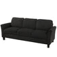 Linen Fabric 3-Seat Sofa, Black