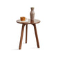 Solid Oak Small Round End Table, Dark Oak