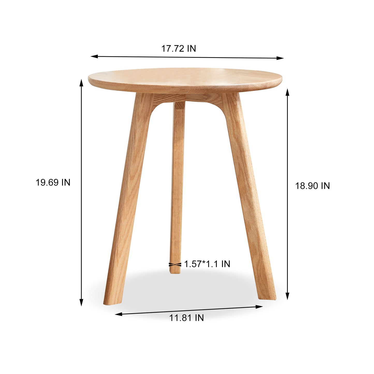 Solid Oak Small Round End Table, Light Oak