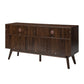 Mermeros 57" TV  Stand / Sideboard with Three Rattan Doors, Walnut