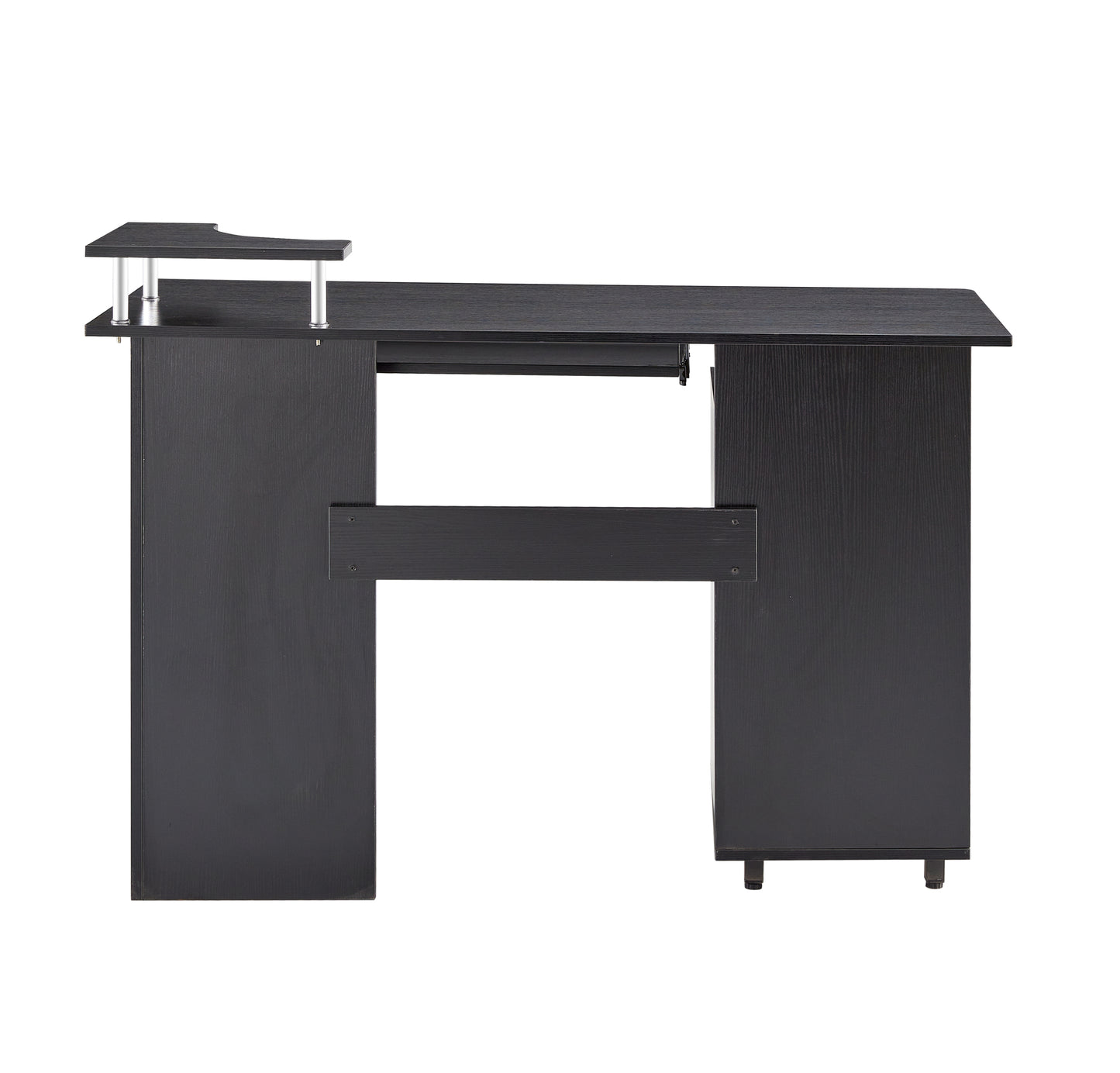 Compact Computer Desk with Two Drawers, Storage & Roller Tray, Black